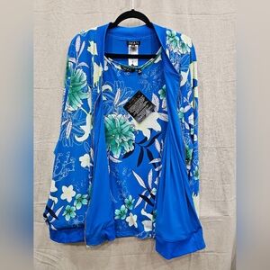 IMAN Reversible Stretch Knit Bomber Floral Jacket and Tank Plus Size 4X NWT